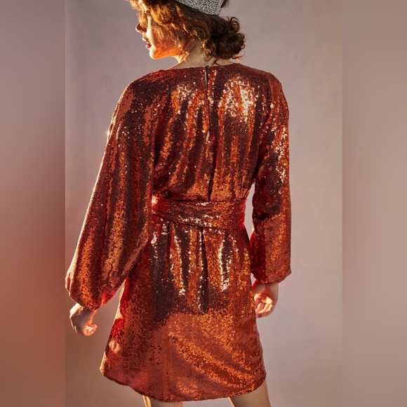 ANTHROPOLOGIE sequins orange  Dress - Picture 4 of 10